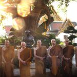Outside the uposatha hall at Wat Saket.