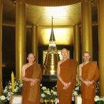 L-R: Ajahn Kusalo Sucitto Aruno - inside Luang Por Chahs chedi infront of his reliquary.