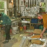 The workshop in action. Lindsay and Ajahn Medhino hard at work.