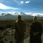 Ajahn Medhino and Aj. Kusalo on the side of the Turikino road below Mt. Ruapehu on the way south to Bodhinyanarama.