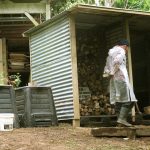 The new woodshed compost and incinerator - just next to the workshop below the library.
