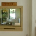 The office is slowly evolving. A window has been added to the door.