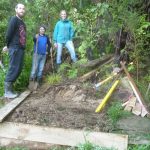 Miriam Brian and Rob make a start on Ajahn Kusalos walking meditation path.