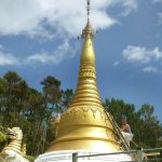 Kevin Gunn plasterer sublime. A start to some of the repairs needed at the stupa.