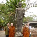 A 2.7m standing Buddha. Ajahn with venerable Rocano at the foundry.