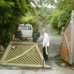 John leading work on repairing and raising the entrance gates ready for the new asphalt. The road surface is really rough and long due for a rebuild (next year).