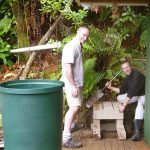 Benni and Craig put finishing touches to the water tank stand at one of the new kutis. And isnt it wonderful that we have all this rain? Hah!