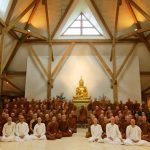 The Sangha assembled in the temple at Amaravati.