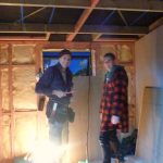 John and Finn working late to get the new kutis finished.