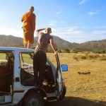 Cape Trip: Pat and Ajahn Kusalo scan the spacious foreshore of Rangitukia Beach looking for a camp spot - one that wont get the van stuck in the sand!