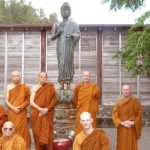 Ajahn Bunku (left of Buddha) visiting from Thailand with Ajahn Natawat from Wianuiomata.