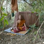 Ajahn Damita set up for the afternoons abiding. A very quiet and meditative spot.