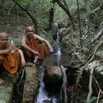 From the kuti we spent nearly two days crossing the mountain - with no trail. Thirsty work.