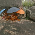 There was a shower of rain and we found our own mini cave kuti. Notice the drip ledge (sort of).