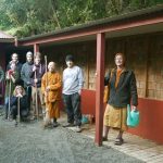 Venerable Kusalacitto led a group of guests in cleaning around the Chao Khun kuti. The courtyard has been releveled along with access tracks.