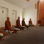 The Sangha in the dana sala - new and old.