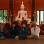 Ajahn Viradhammo came by for a visit. Ajahn Achalo the abbot to his right.