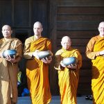 The sangha ready to go on Sunday pindapat.