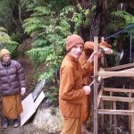 The wood box at the back of ajahn's kuti is demolished to salvage the wood.