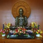 The shrine looking superbly resplendent for Kathina.