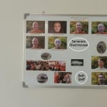 The (regularly changing) community board in the dana sala. Luang Por Sumedho (left (as in orientation not departure :)) is very much a part.
