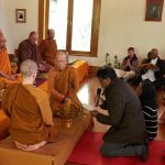 The Kathina cloth is offered to the sangha.