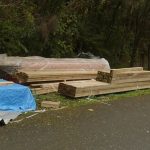 Building materials for the vihara basement the new monks kuti and the hermitage platform.