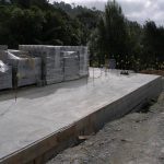 The floor is finished and ready for blockwork.