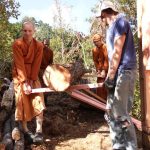 The edge of a track required some retaining. A log from the forest should do the job.
