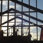 With steel in place the wood framing starts to take shape.