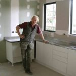 The downstairs kitchen installed and being tested.