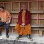 The monks vihara basement is slowly taking shape. The seats are for the concrete pumping guys to stand on - being tested here by Ajahn Kusalo and Bruce.