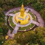An aerial view of Luang Por Chahs stupa at Wat Pah Pong.