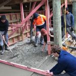 The vihara basement wall has been poured and the slab is well underway.