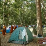 Several thousand people camped out in the monastery grounds.