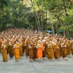About 2000 monks process around the central stupa.