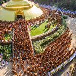 Monks and laity gather around the stupa. See all images <a href="http://bodhinyanarama.net.nz/photos/photos.php?album=2018-22-thailand-x">here</a>