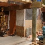 Ajahn Kusalos temporary office in the vihara basement.