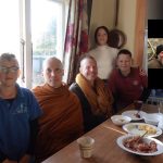 Tudong: Darren and Tracy (inset R.) our generous hosts their daughter and two sons join us for a breakfast photo. Thank you.