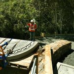 The moonstone slowly crawls up the hill. The entrance is very tight but we have done the maths and the machine will fit through.