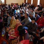 Gathered in the Dhamma hall.