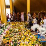 Making offerings and paying respects inside the stupa.