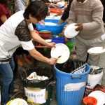 Many people stay behind to help with cleaning and washing. Sadhu.