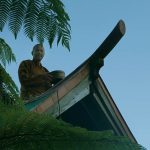Ajahn Kusalo repairing his kuti stove-chimney in preparation for colder days to come.