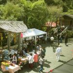 The food stalls donation table and book distribution table starting to get a few visitors.
