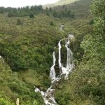 A wonderful waterfall convergence not far off the road.