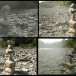 Four rocks - five - six - and a puff of wind topples seven.