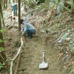 The access track to the kuti is taking shape. Almost ready.