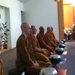 Bhante Sugatavamsa (nearest Buddha) joins us for dana and a week-long self retreat at Bodhinyanarama.