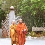 Bhante Sugatavamsa and Kusalacitto heading out to Stokes valley on alms round.